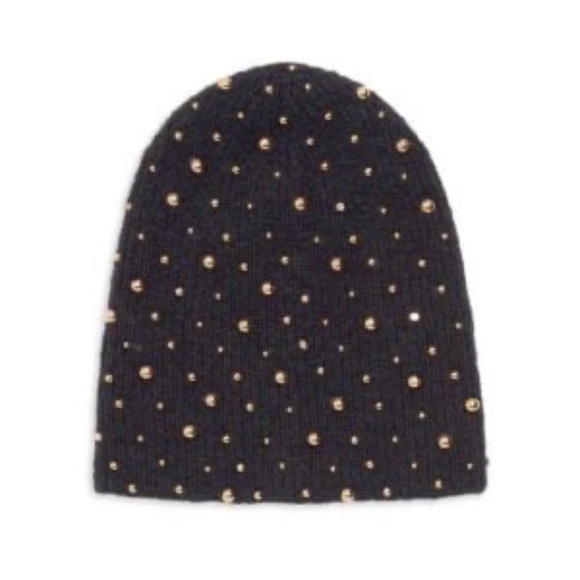 Jennifer Behr Black Mohair Studded Beanie - Picture 3 of 7
